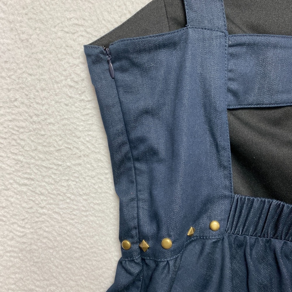 Betsey Johnson Dress Womens 12 Dark Navy Denim Studded Open Back Y2K - Picture 10 of 10